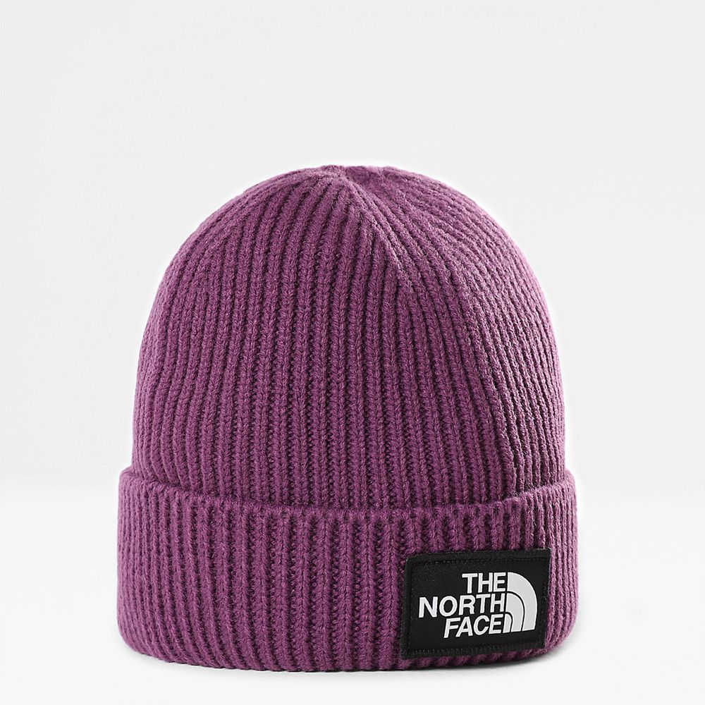 The North Face Beanies Youth Australia - The North Face Tnf Box Logo Cuff Purple (JKF-247930)